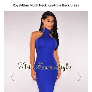 HotMiamiStyles RoyalBlue Mock Neck KeyHole Back